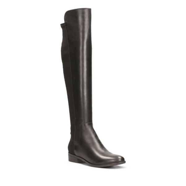 Clarks Womens Caddy Belle Knee High Boots Black | UK-8276015